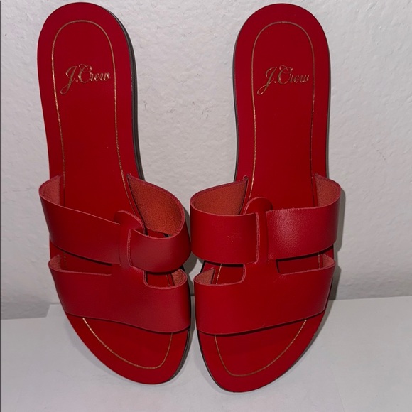 J. Crew Shoes - J. Crew Red Slide Sandals with H-Shaped Design